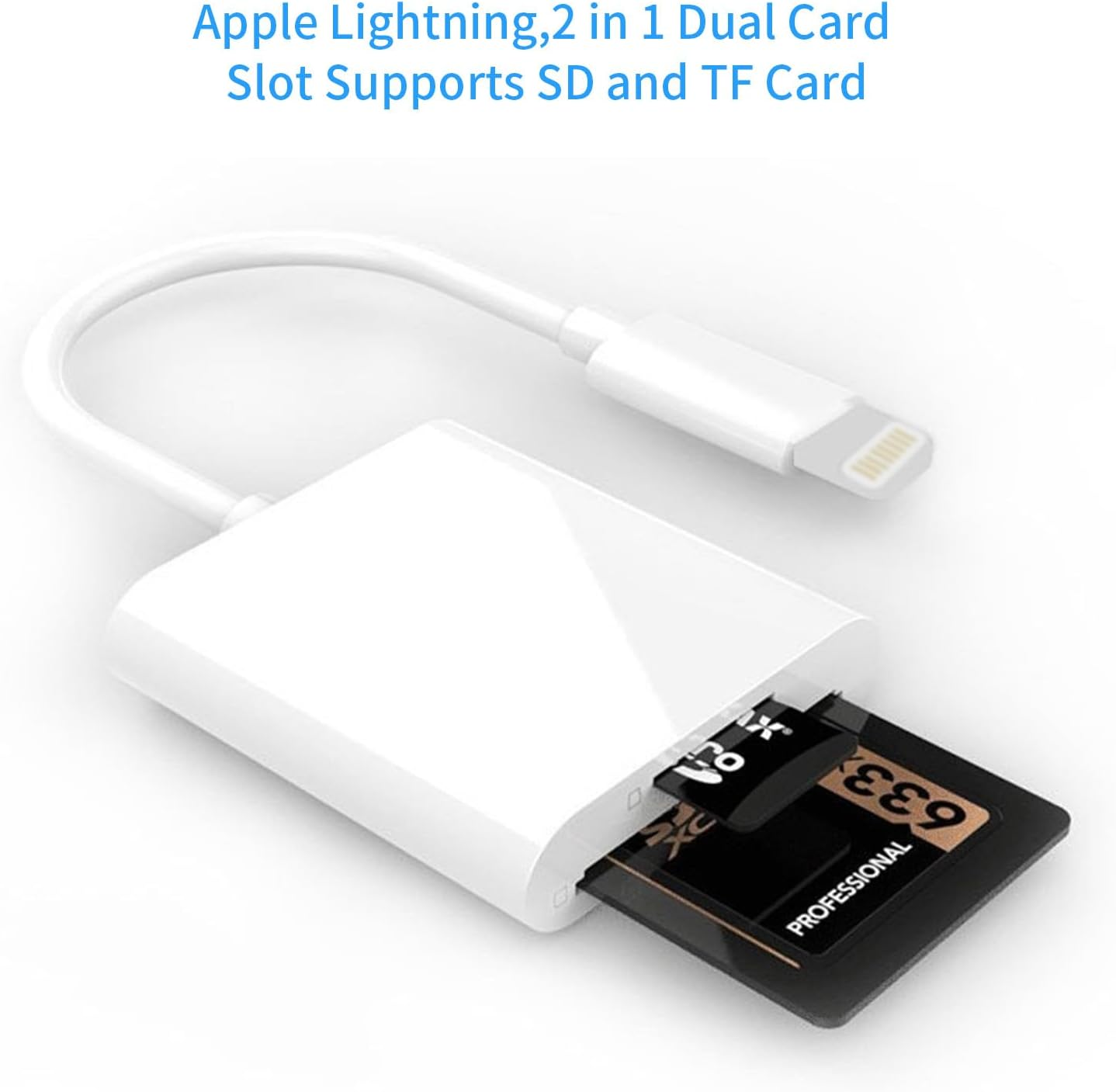 Apple Lightning to SD/TF Dual Card Slot Reader for Iphone/Ipad, SD Card Reader for Iphone 2 in 1 Micro SD/TF Memory Card Adapter,Apple Lightning to SD & TF Card Reader to Phone,Travel Essentials image number 1
