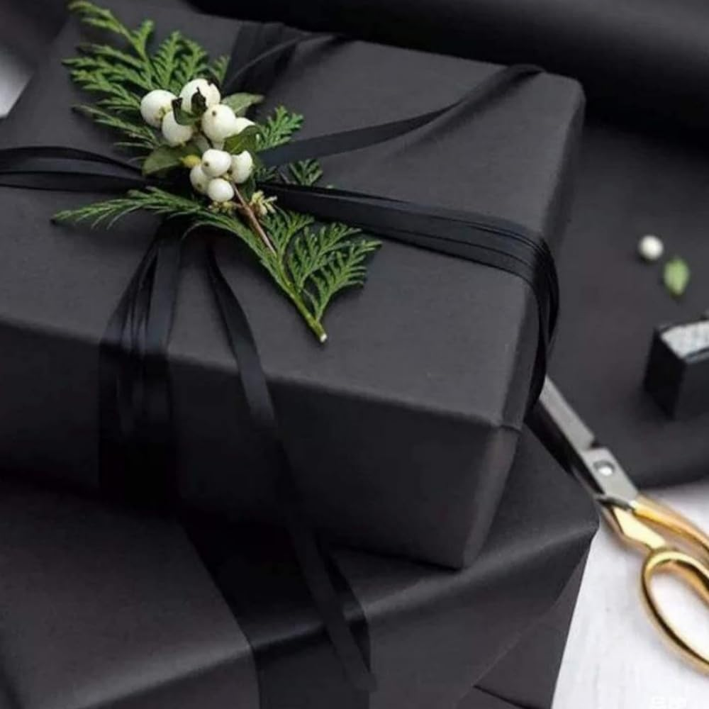 ZCOINS Black Paper Rolls 1.25 X 32.8Ft/ 38Cm X 10M Recycled Paper for Wrapping, Packing, Drawing, Moving, Gift Wrapping, DIY Arts Crafts Supplies, Table Liners image number 4