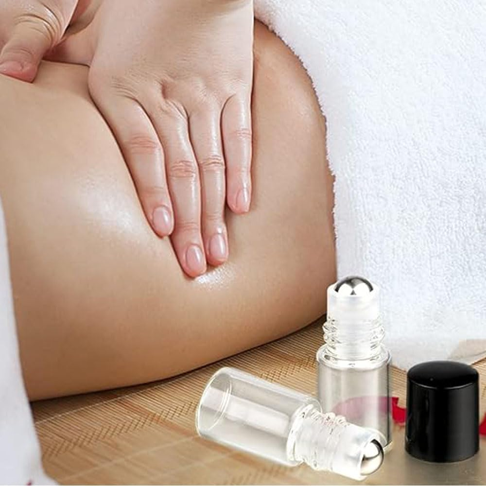 Clear Glass Roller Bottles, 1Ml, 24-Pack, Mini Vials with Black Cap for Essential Oil, Perfume, Aromatherapy image number 5