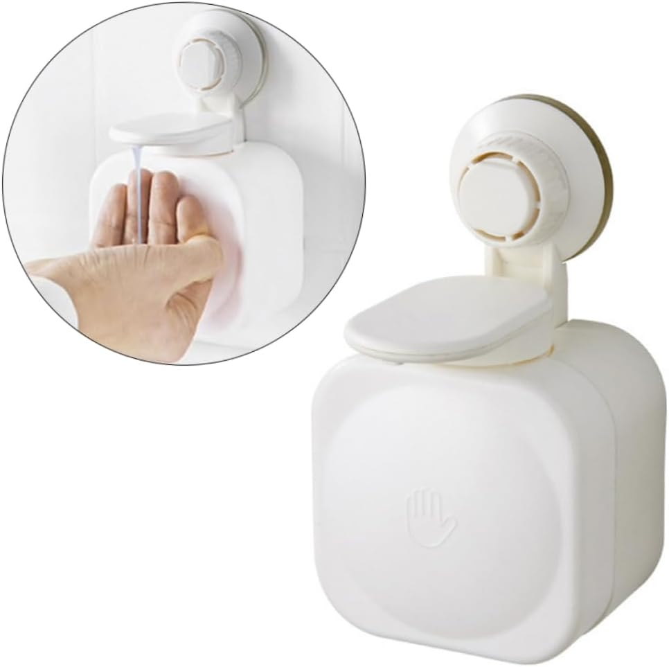 IWOWHERO Wall-Mounted Plastic Soap Dispenser White Refillable Lotion Container Empty Shampoo Bottle Bathroom Shower Toiletries Holder image number 5