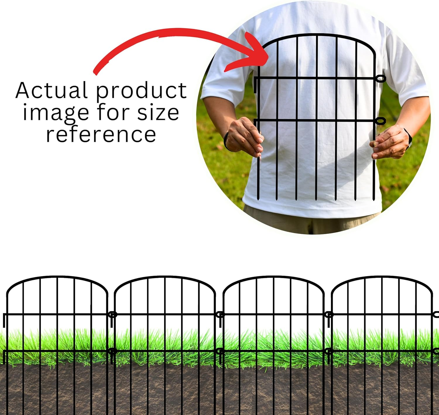 Shoplala Garden Fence (10 Panels) 12In(L) X 16.5In(H) Animal Barrier Fencing Rustproof Metal Wire Flower Edging for Landscape Patio Outdoor Decor, Tall Large Yard Fences for Dog No Dig Black D-K16.5 image number 2