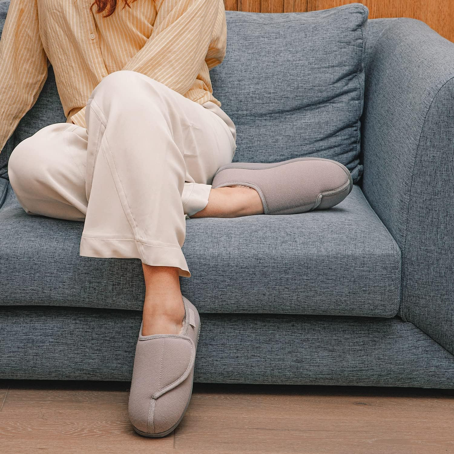 Longbay Women'S Furry Memory Foam Diabetic Slippers Comfy Cozy Arthritis Edema House Shoes