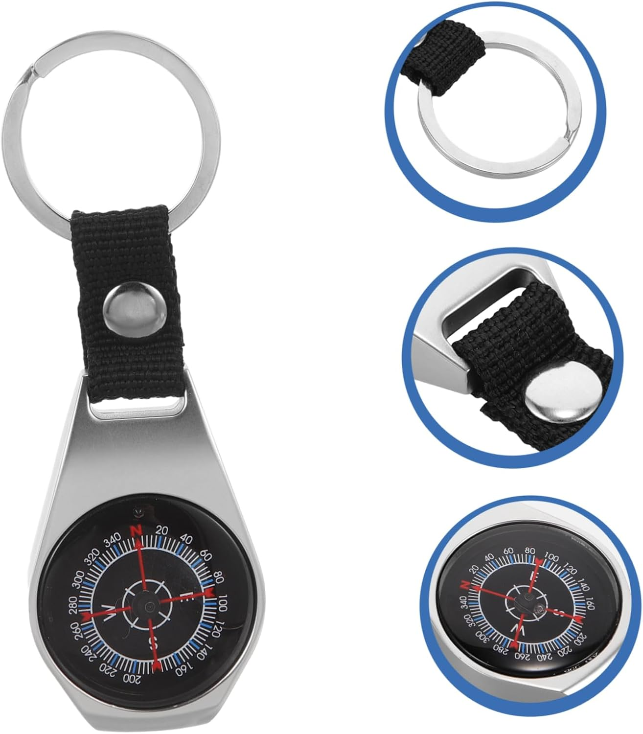 Abaodam 2Pcs Compass Keychain Outdoor Accessory for Hiking Survival Compass Ring for Keychains image number 5