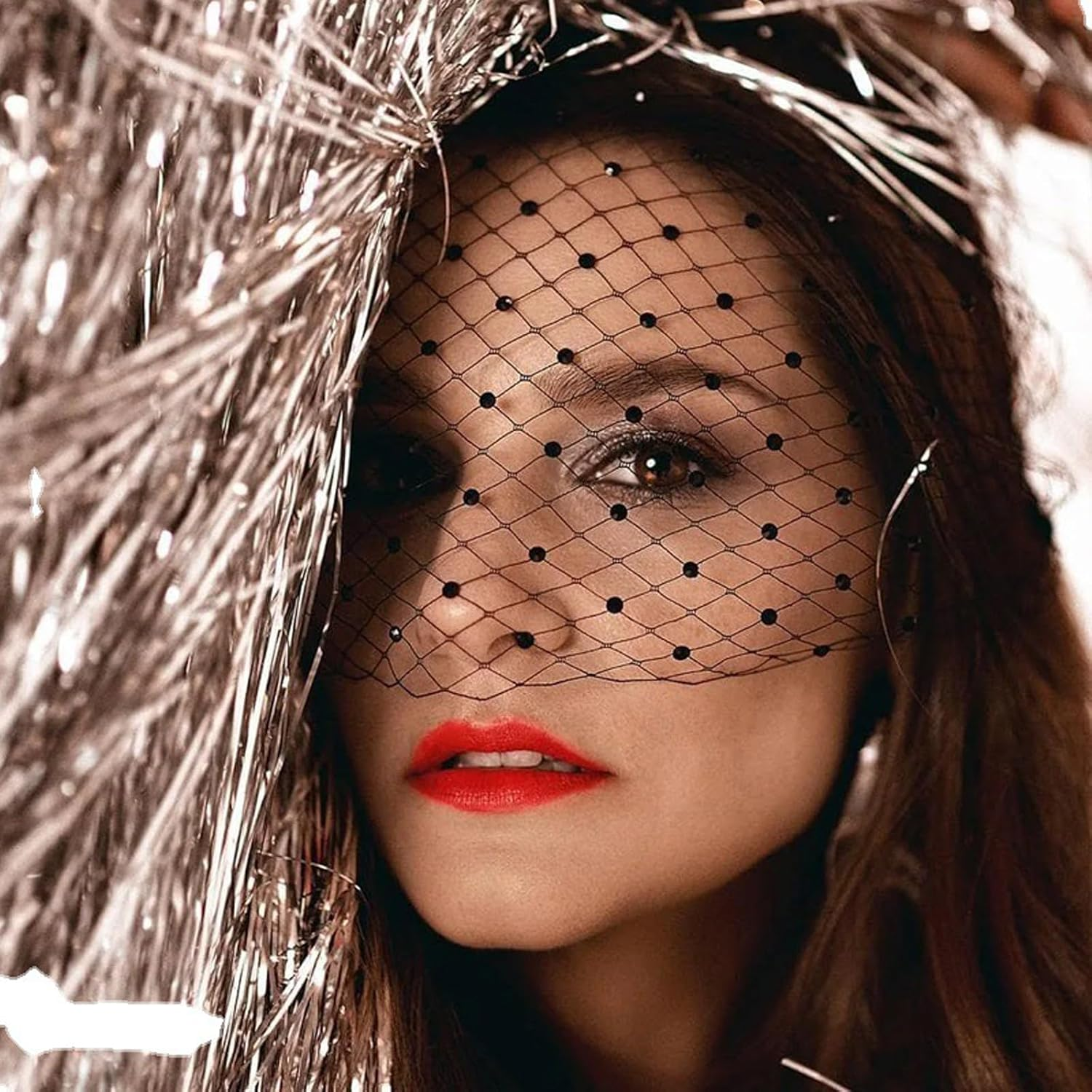 TRADERPLUS Women'S Mesh Veil Headband Black Wedding and Party Vintage Fascinator Mesh Lace Headband of the 1920S