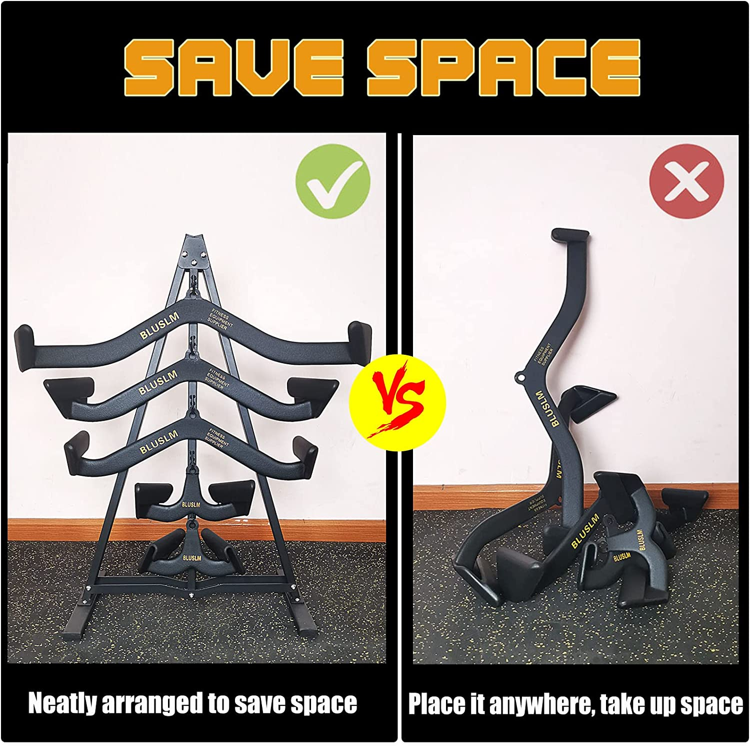 Gym Fitness LAT Pull down Bar Storage Rack for Mag Grip, Heavy Duty A-Frame Stand for LAT Pulldown Attachments & LAT Bar image number 2