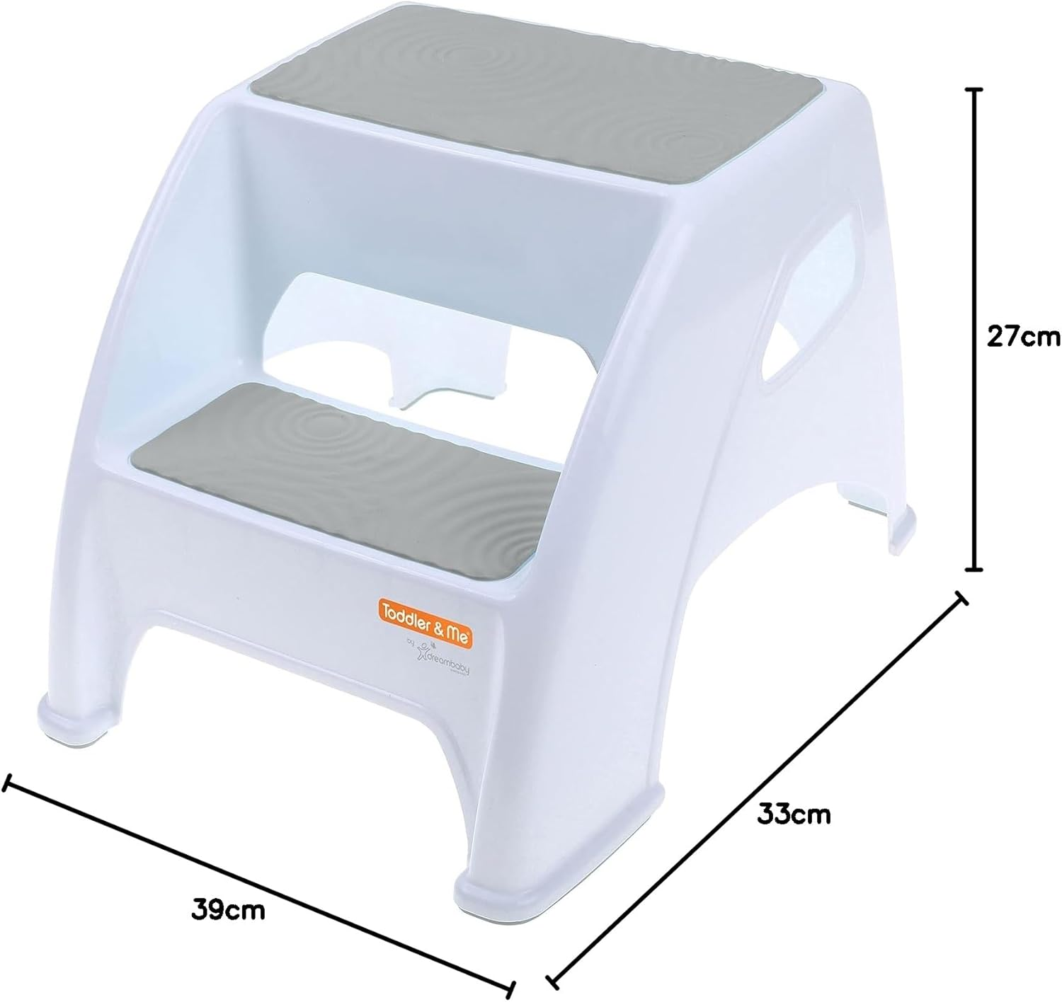Dreambaby Toddler & Me 2 up Step Stool, Toddler Step Stool Suitable for Adults, Holds up to 135Kg, Toilet Steps for Toddlers & Adults, anti Slip Pads, Toilet Training Steps, Bathroom Stool - Grey image number 3