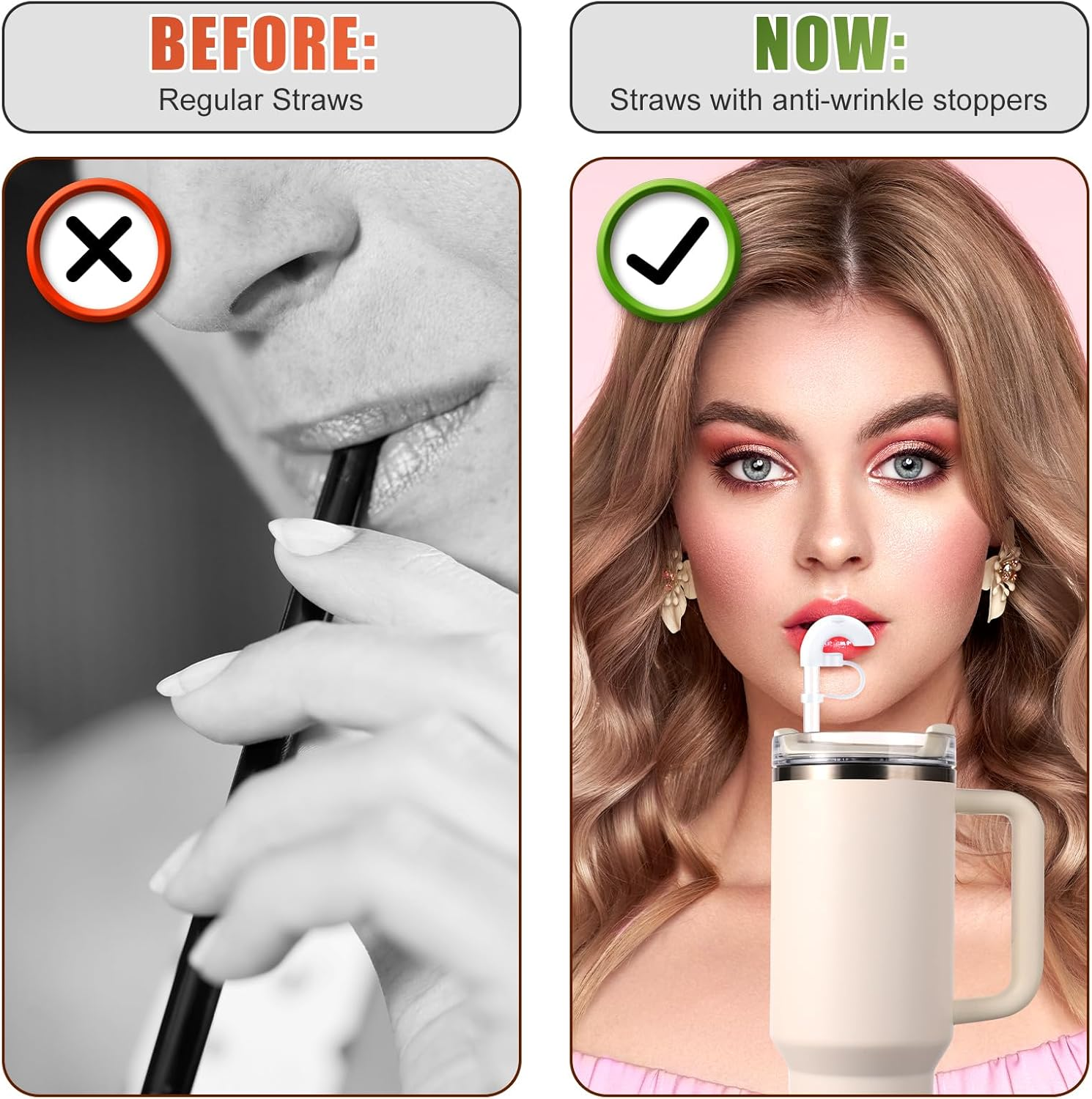 3Pcs Wrinkle Free Straw Cover, Dust-Proof Silicone Straw Anti/No Wrinkle Topper Cap, 40&deg;Inclined Opening Design Reusable Straw Tips Lids for Stanley Tumbler 40Oz 30Oz image number 2