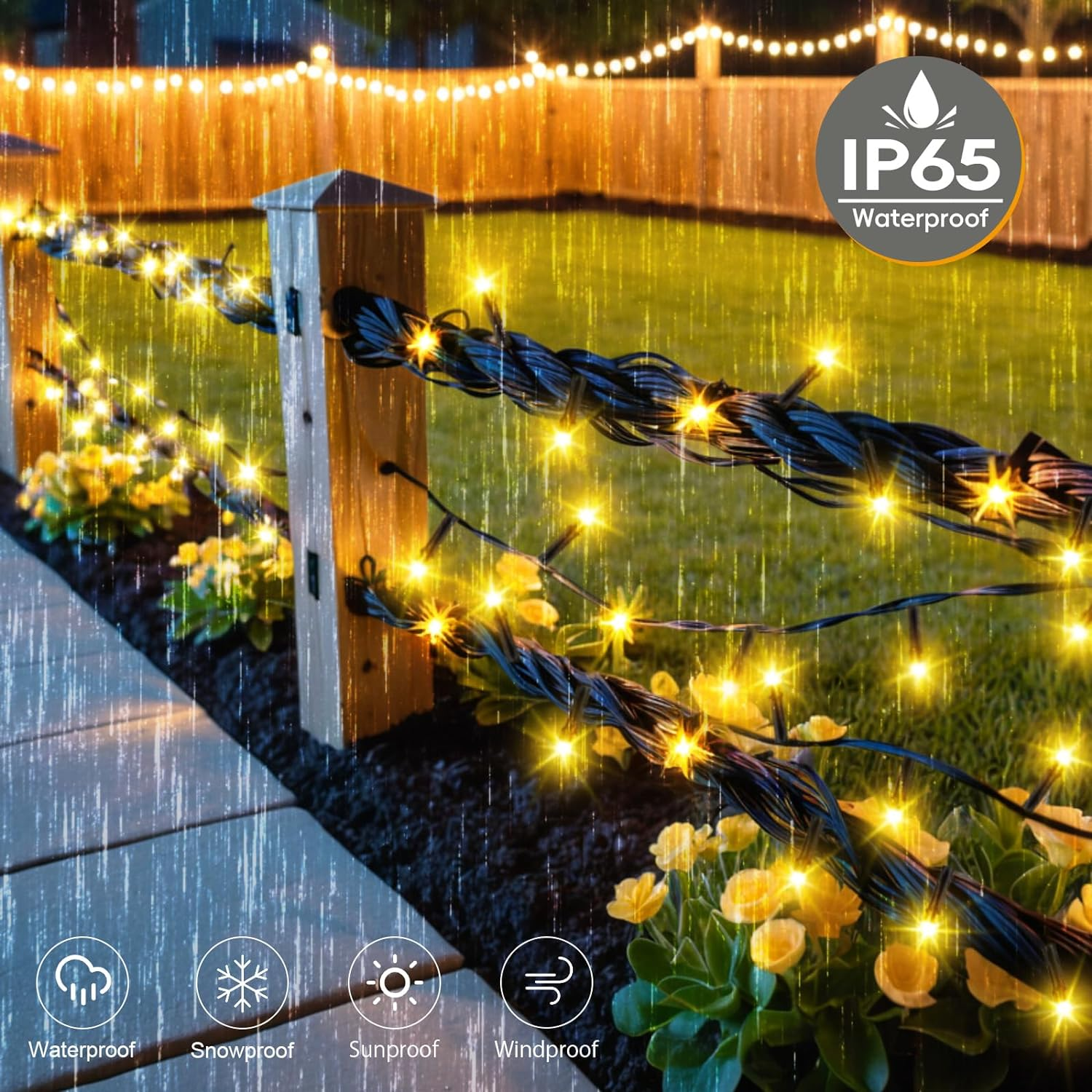 Solar String Lights for Outside, 39.4Ft 120LED Outdoor Solar String Lights 8 Modes for Garden Yard Patio Tree Christmas Deorations Warm White