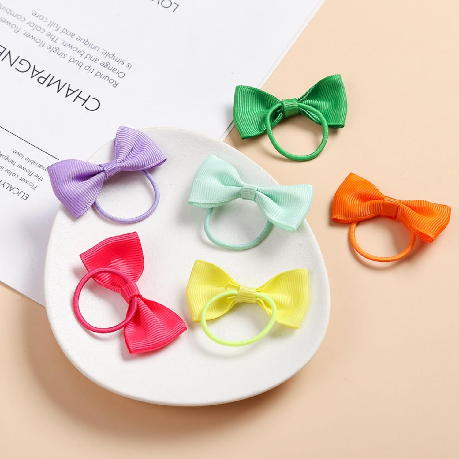 JOVALA 40 PCS Baby Hair Ties with Bows,2.2 Inch Elastic Loop Ponytail Holders Small Hair Ties for Baby Infants Toddlers Girls Kids Hair Accessories image number 3