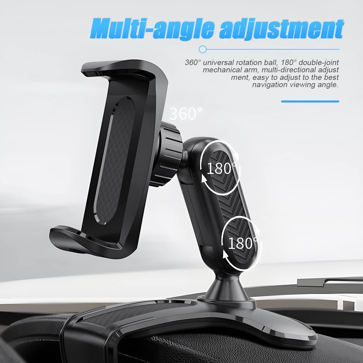 AUKEPO Car Phone Holder Mount, Clip on Dashboard Rearview Mirror, 360 Degree Rotation Cell Phone Stand, Ultra Stable and Non-Slip, Compatible with Iphone, Samsung, All Smartphones image number 2
