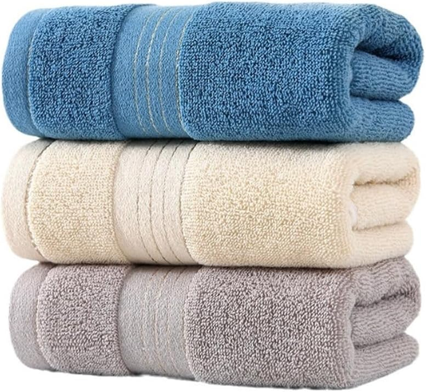 3 Pcs Cotton Hand Towels Set - Soft and Comfortable, Strong Absorbency, Multiple Color Options, Essential for Home Cleaning Blue/Gray/Beige image number 2