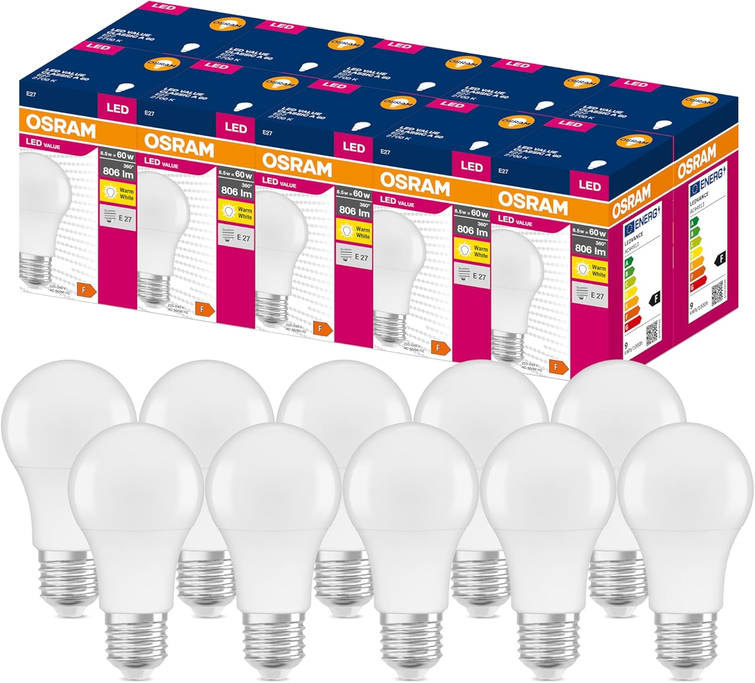 OSRAM LED Star Value PAR16 Reflector Bulb with 36 Degree Beam Angle, GU10 Base, 2.6 Watt, Warm White (2700K), Replacement for Traditional 35 Watt Spot Lamps, Pack of 10 image number 3