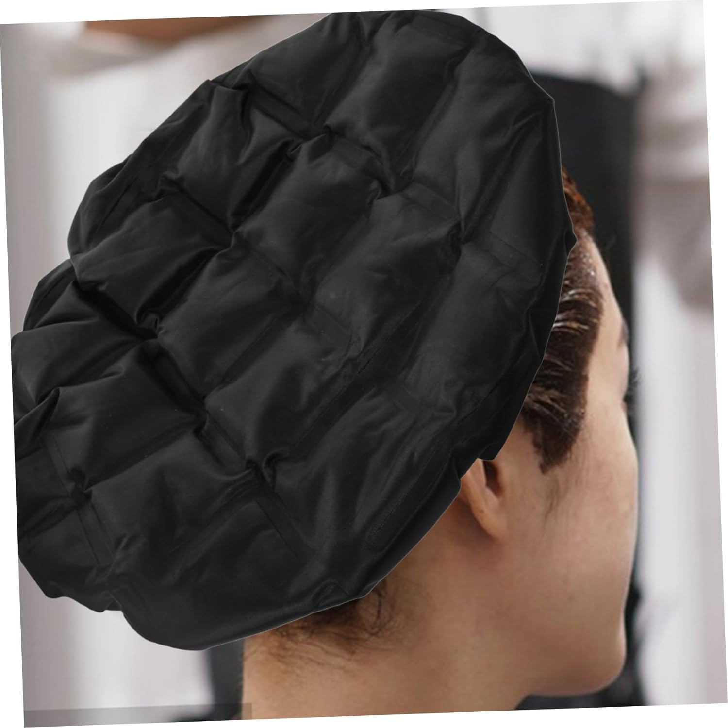 HAKIDZEL Reusable Hot and Cold Hair Dye Cap Material Thermal Salon Cap for Conditioning and Dyeing Black Elegant Design image number 5