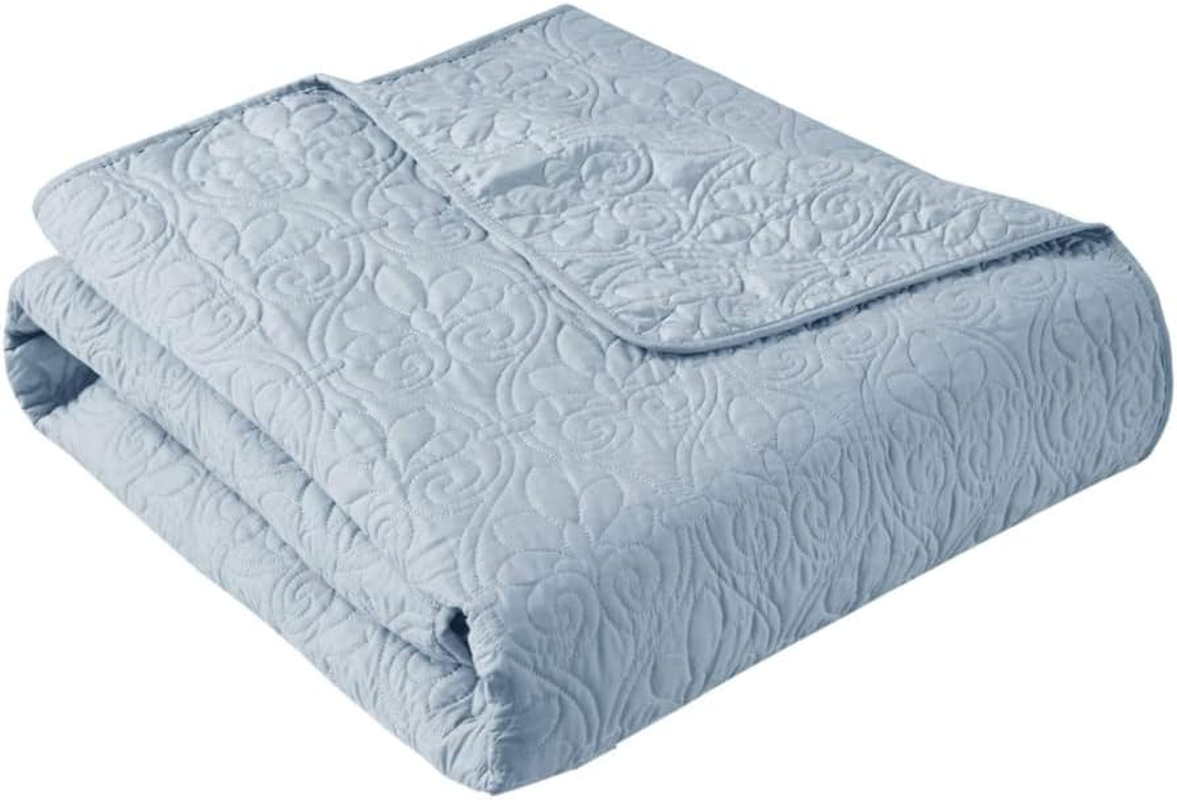 Madison Park Tuscany Oversized Quilted Throw with Scalloped Edges, 60 by 72", Ivory