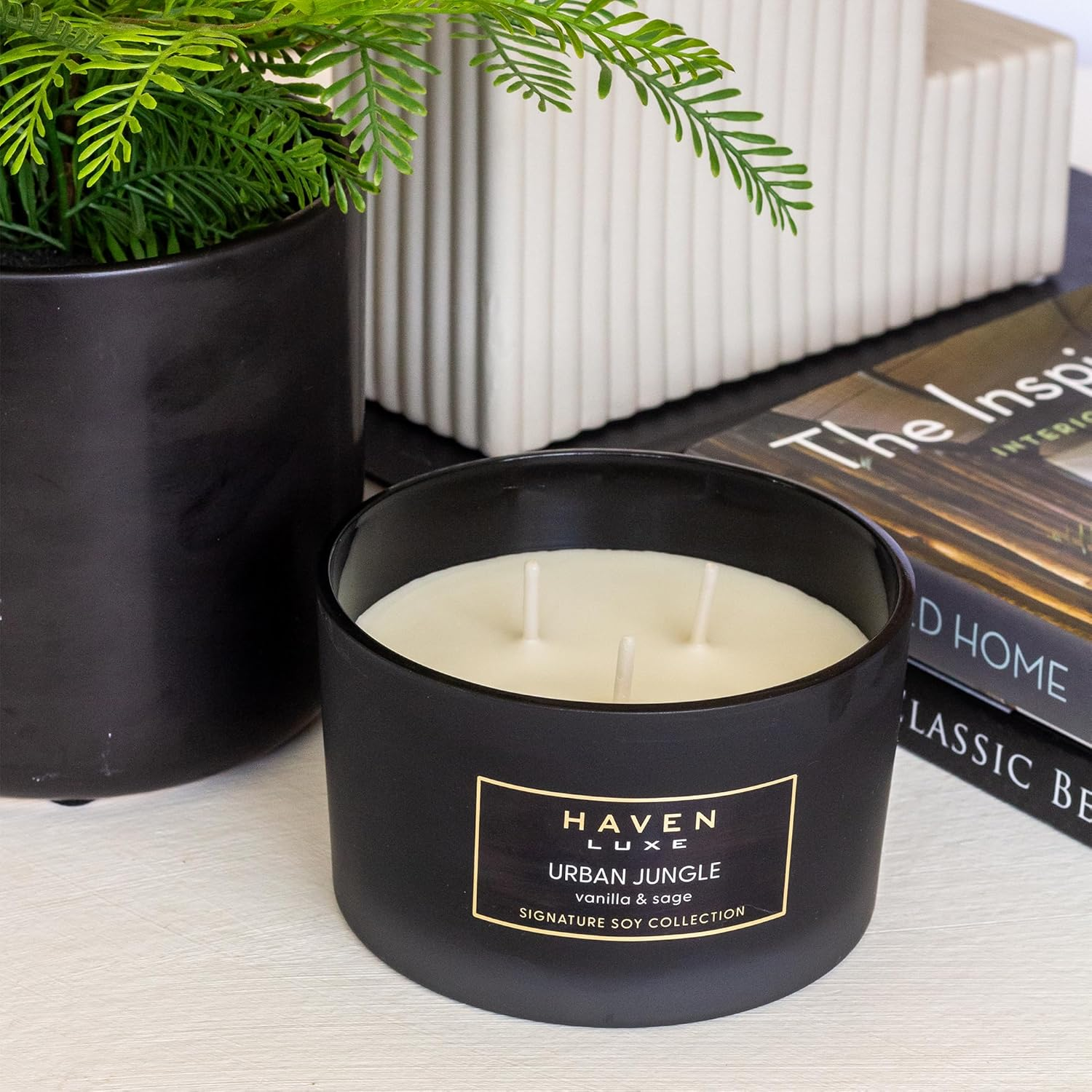 Haven Vanilla & Sage Scented Candle in Glass Jar - Clean-Burning Soy Wax Blend with Natural Cotton Wick - Long-Lasting Aromatherapy Candle for Home Decor & Fragrance