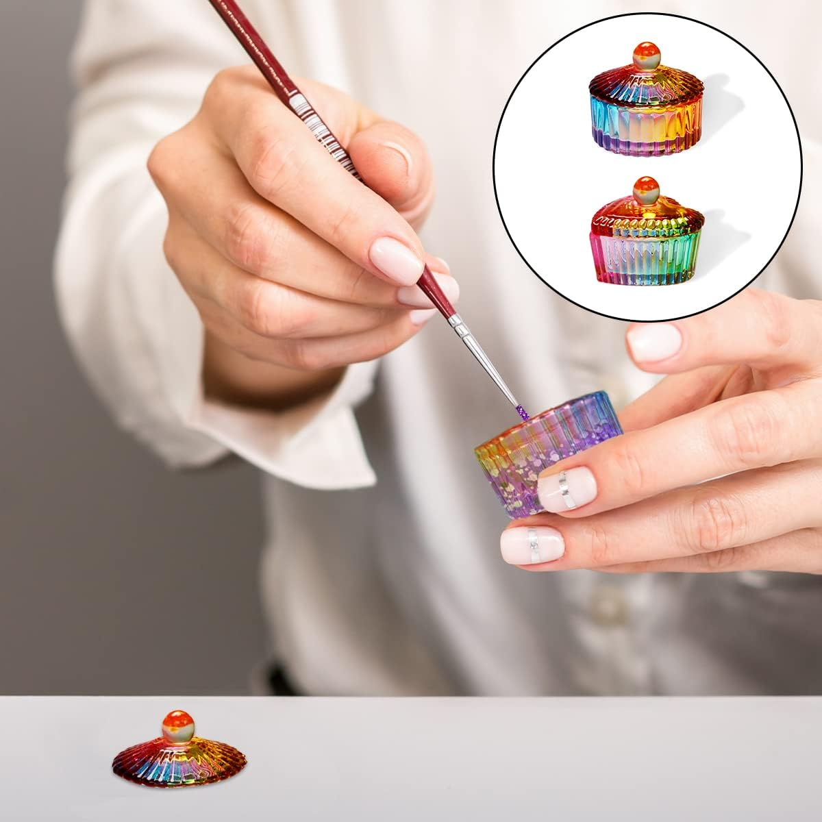 WELANE Dappen Dish Cups, 2 PCS Glass Nail Art Cup for Nail Art Acrylic Liquid, Jewelry Storage image number 5