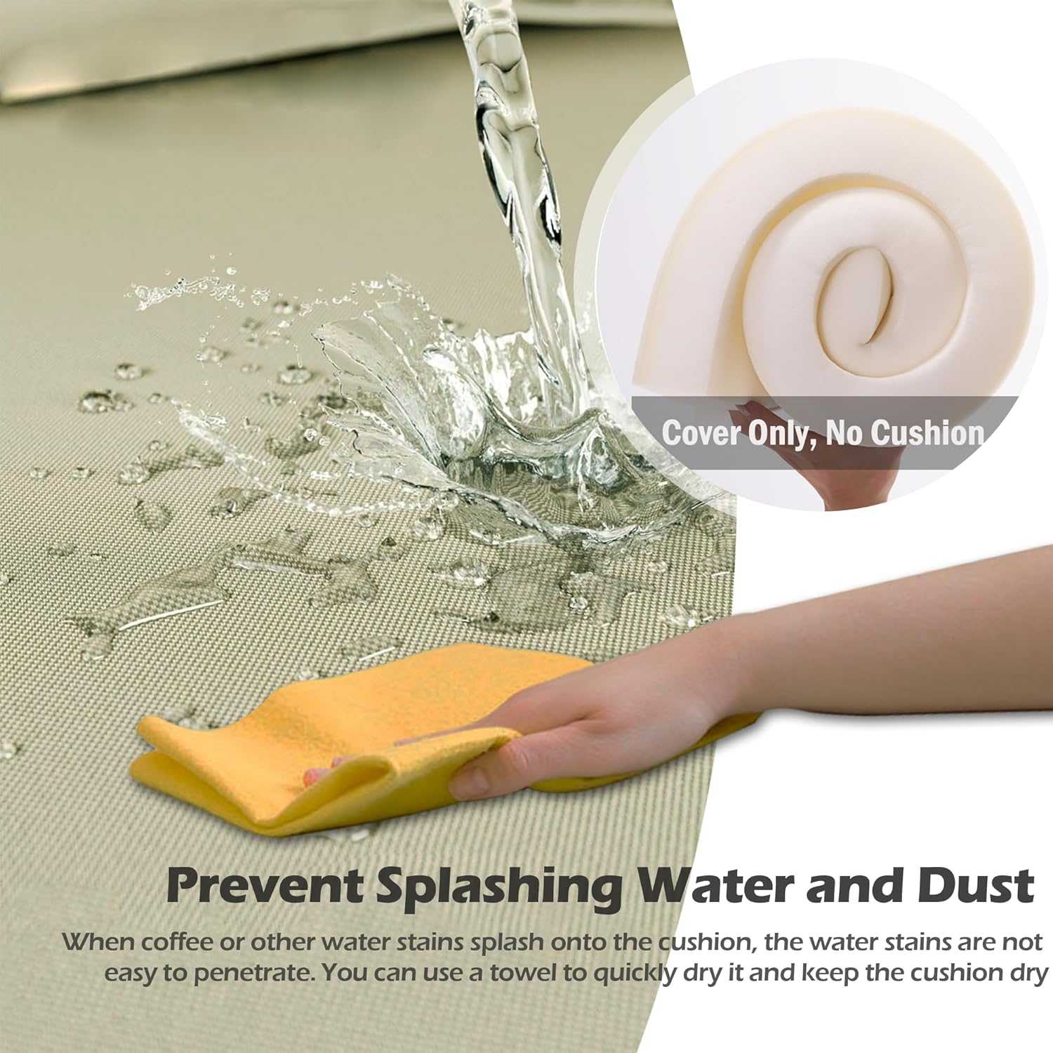 Sqodok Patio Cushion Covers 24X22 Inch, 4Pack Replacement Cushion Covers, Waterproof Outdoor Cushion Slicovers Sectional Cushions Cover for Sofa Chair, Tan image number 2