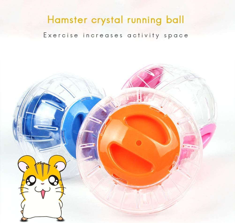 New Cute Hamster Running Ball 4.7 Inches, Crystal Ball for Hamsters,Small Silent Exercise Wheel, Small Animals Cage Accessories,Small Animal Pet Toys Ball,Mouse Ball (Pink) - Pink image number 3