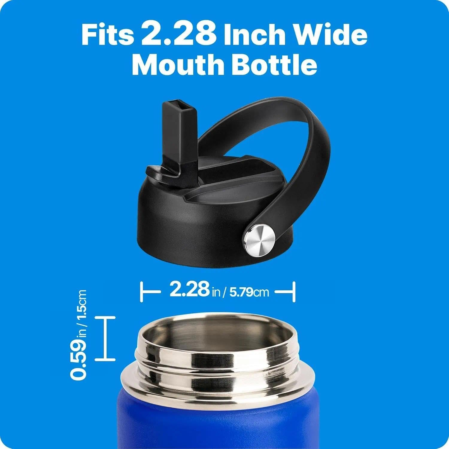Damaill Straw Lid for Hydroflask, Lids with Straw for Hydroflask 12 16 18 20 32 40 64Oz Wide Mouth Water Bottles, Replacement Cap for Hydro Flask (Black) image number 6