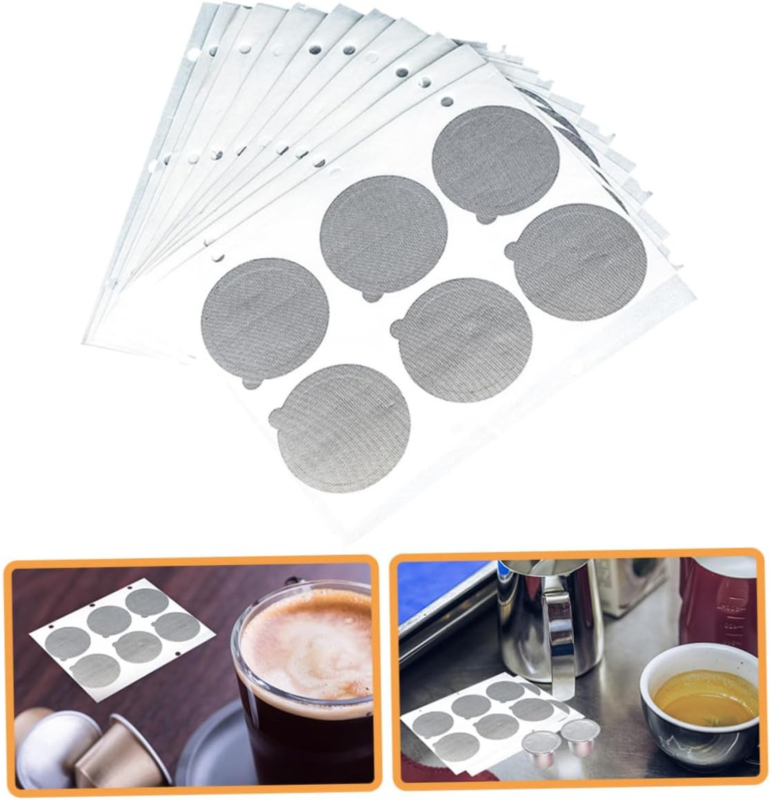 Happyyami Coffee Capsule Aluminum Foil Seal Lids 120Pcs, Espresso Pod Sealing Film Sticker for Reusable Capsules Compatible with Nespresso Machines, Kitchen Coffee Accessories image number 1