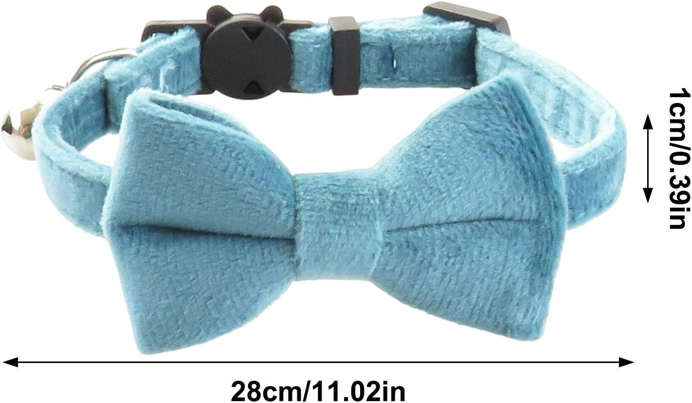 Cat Bow Tie Collar with Bell, Adjustable Cat Dog Collar with Detachable Bell Breakaway Cat Collar Comfortable Safety Pet Collar for Pet Kitten Puppy Dogs Apparel Accessories Lovely Collars for Home image number 2