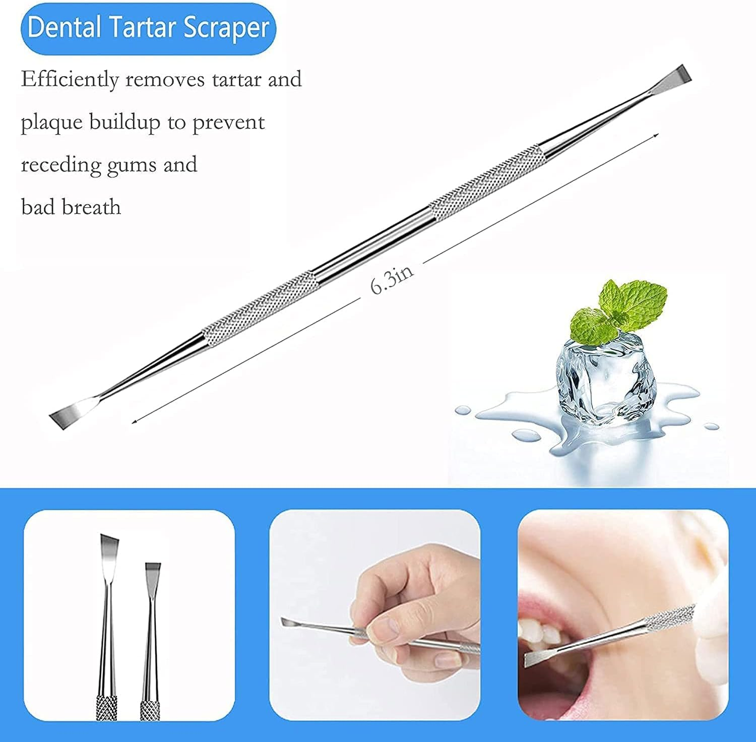 Dental Set Cleaning Tools 4 Pack Dental Hygiene Kit Teeth Inspection Set for Home Use Stainless Steel Mouth Mirror Dental Picks Oral Care Set to Remover Tartar, Tooth Scraper image number 6
