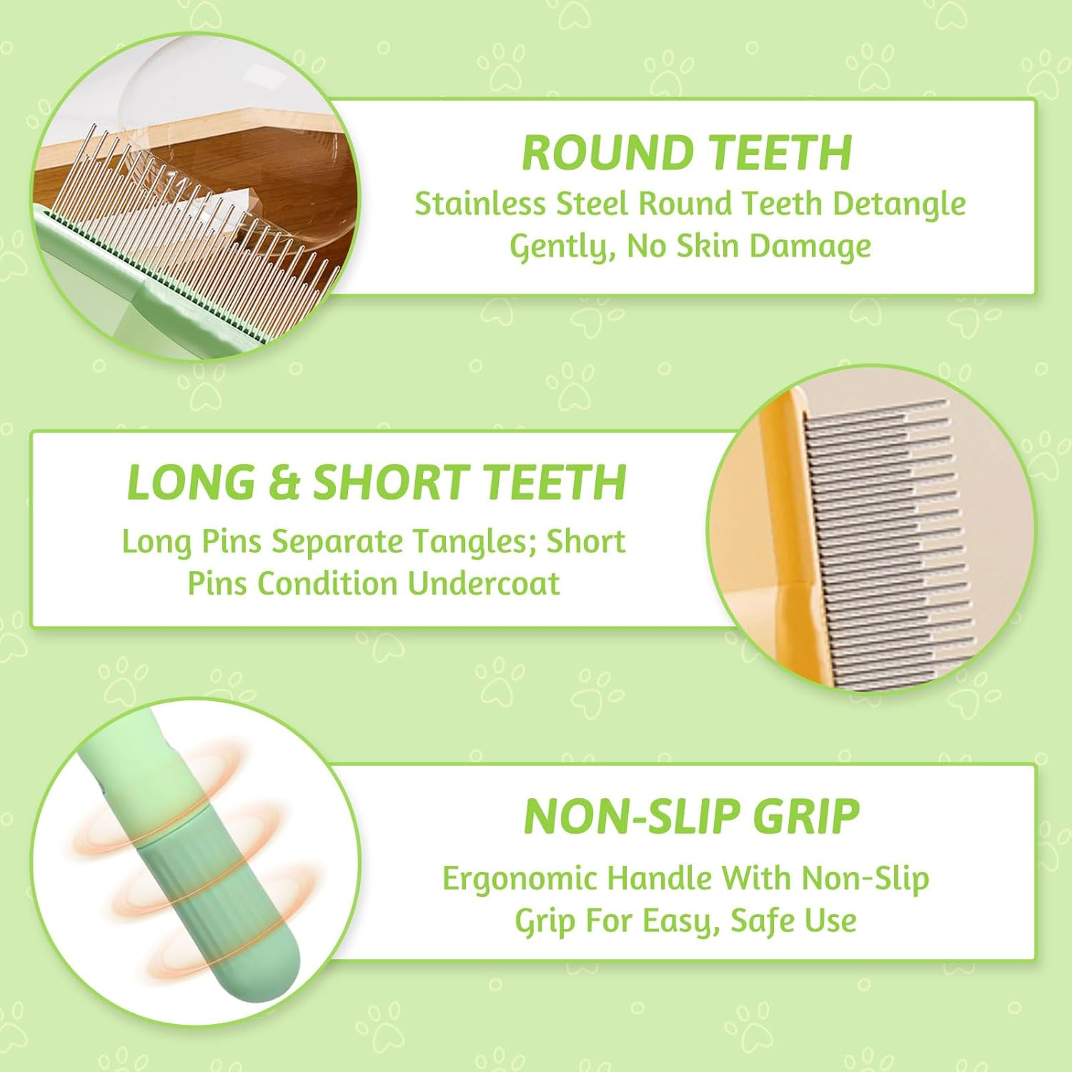 Hlayshing Pack of 2 Self-Cleaning Flea Comb for Pets, Self-Cleaning Care Comb for Dogs and Cats, Flea Comb for Cats Dogs, for Cat Owners, Christmas & Birthday Pet Comb image number 1