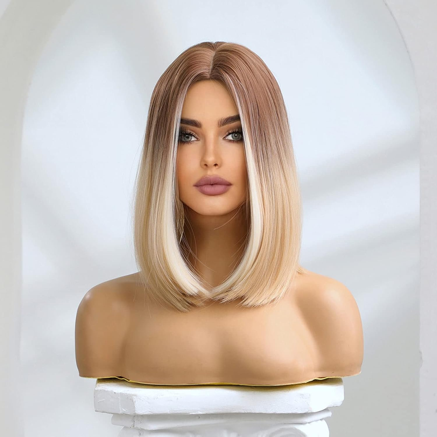 Light Brown Wig, Shoulder Length Wigs for Women, Bob Brown Wig, Soft and Comfortable, Straight Synthetic Hair Wigs, Short Brown Wigs for Women Middle Part Wigs for Daily image number 6