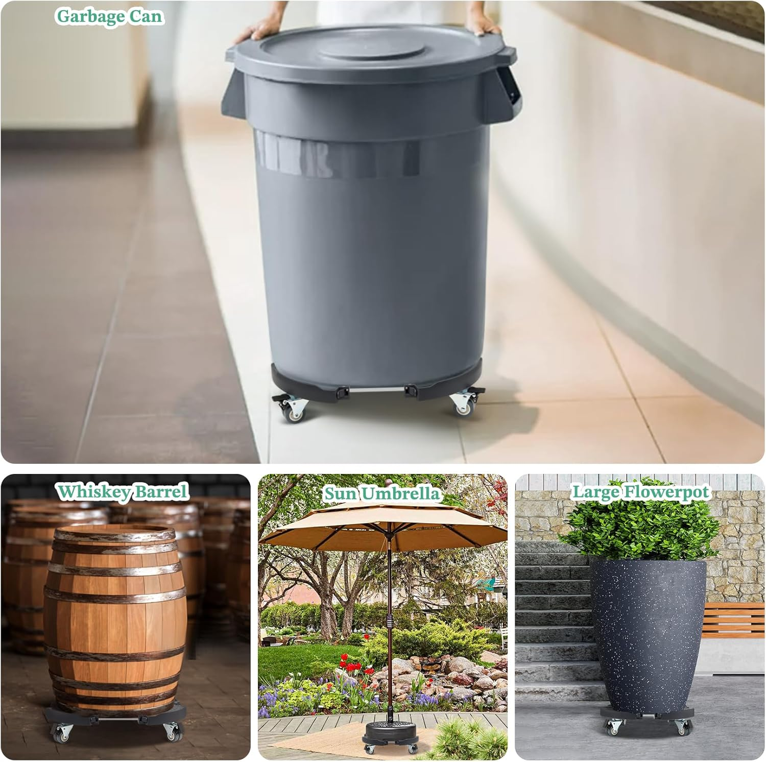 W B D WEIBIDA Plant Stand with Wheels Heavy Duty, Adjustable 15-21" Plant Caddy with Casters, Rolling Plant Holder Stand, Large Potted Planter Cart Dolly for Flower Pot Outdoor Indoor - Black image number 5