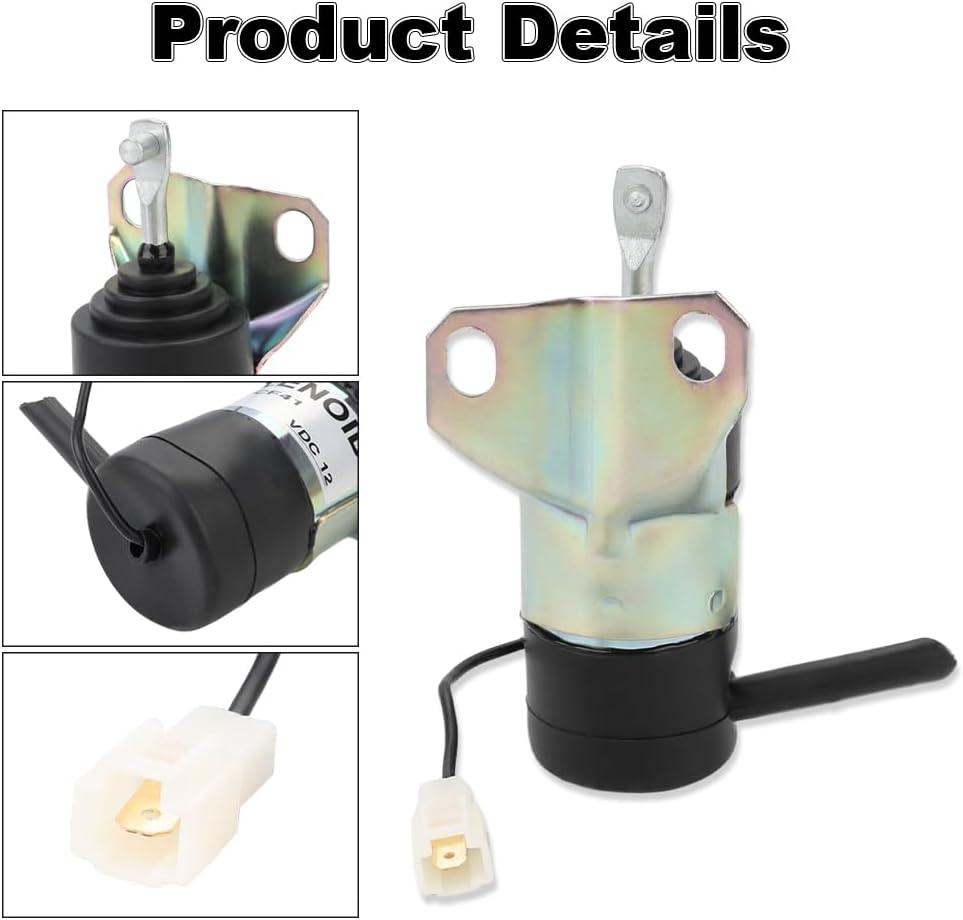 WMPHE Fuel Shut off Solenoid Compatible with Kubota B1250 B1750 L2250 L2650 L3010 L35 M4030 M4900 Replacement for 15471-60010 052600-1001 052600-1000 image number 2