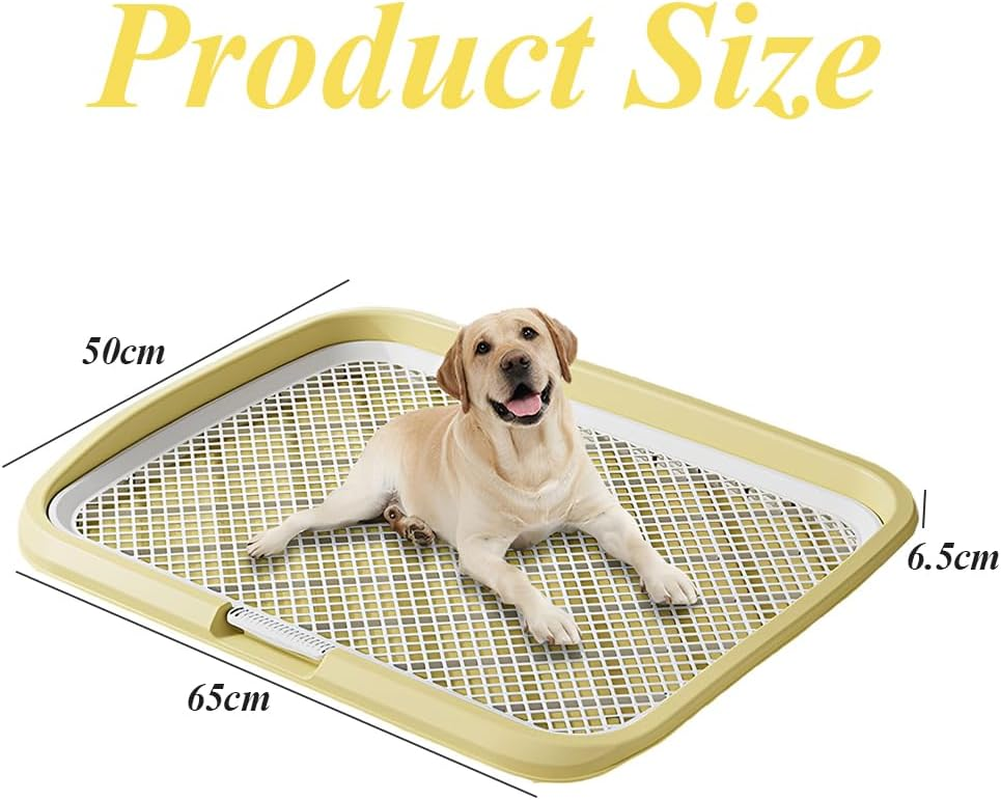 TOMVAES Small Puppy Dog Toilet, Dog Potty Train Pad Puppy with Protection Wall Mesh Grids Dog Toilet Dog Toilet, Reusable, Easy to Clean（Light Yellow） (Light Yellow, Extra Large) - Light Yellow image number 4