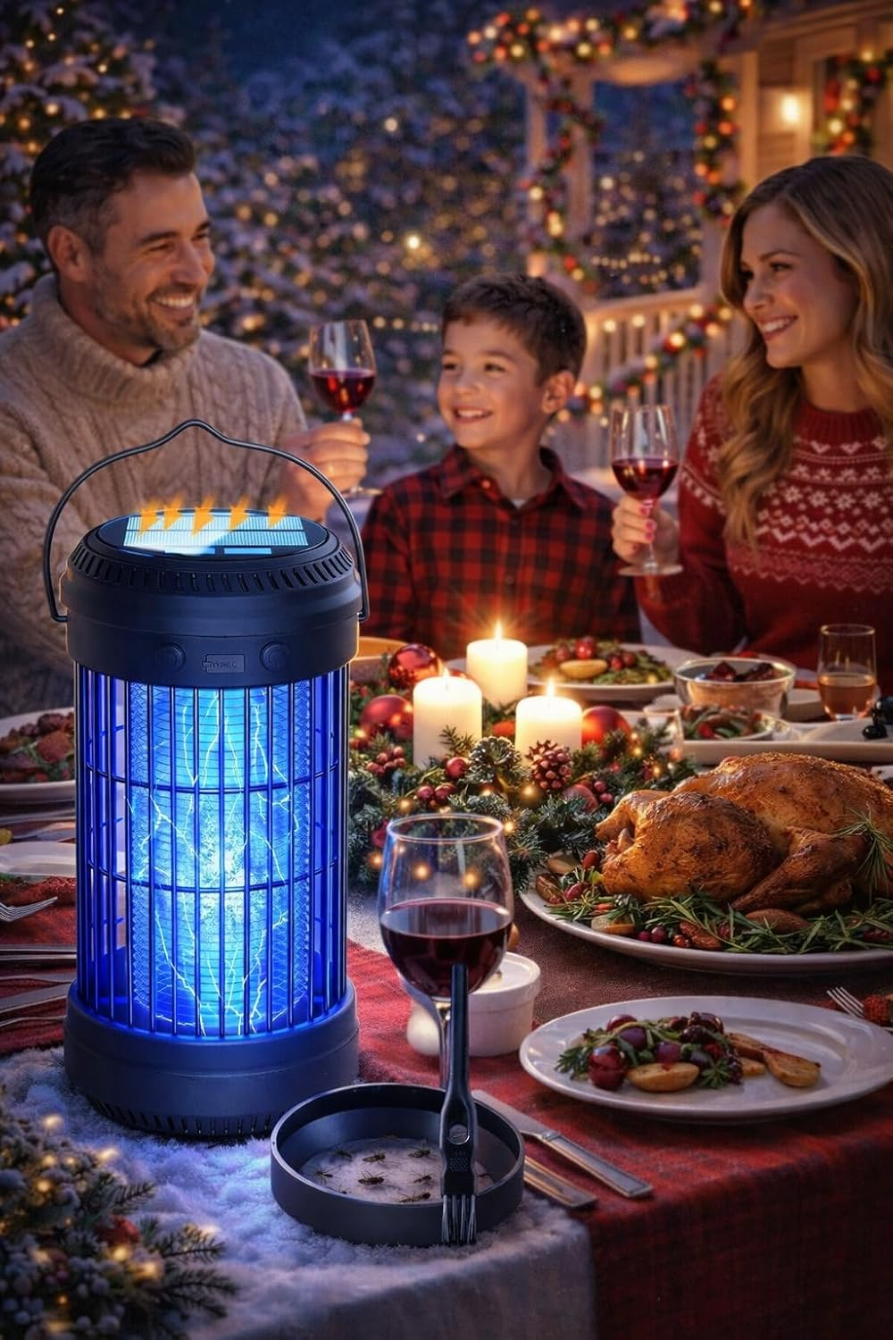 Mosquito Killer Lamp Electric- Rechargeable Indoor,Outdoor & Patio Solar Bug Zapper with UV Light Insects Trap, USB Powered Ecofreindly Shield from Mosquitoes, Flies, Gnats by Serene6 image number 5