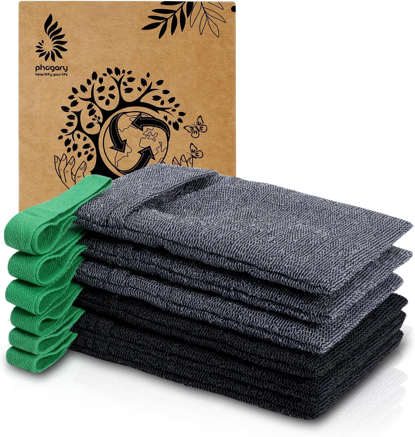 PHOGARY Soap Bags Mesh Exfoliating, 6 Pack Soap Net Sock for Bar Soap, Nylon Shampoo Bar Bags for Bath/Shower Exfoliating, Soap Sleeve Body Scrubber Pouch Body Exfoliator - Quick Drying (Black,Gray) image number 1