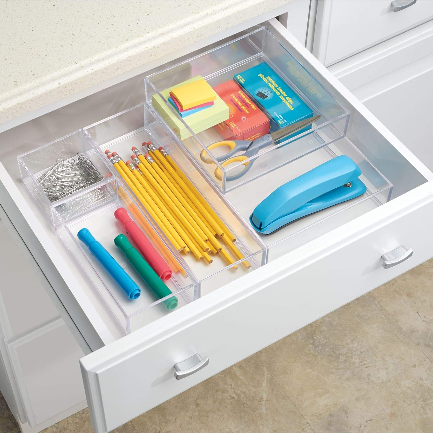 Interdesign Clarity Cosmetic Drawer Organizer for Vanity Cabinet to Hold Makeup, Beauty Products - 8" X 12" X 2", Clear