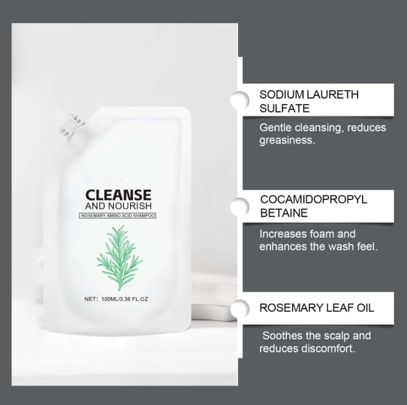 Rosemary Amino Acid Shampoo, Natural Rosemary Extract Hair, Growth Shampoo Gentle Clean for Smooth & Glossy, Strengthen Scalp with Natural Formula, Repairing & Nourishing for Women & Men (1) image number 3