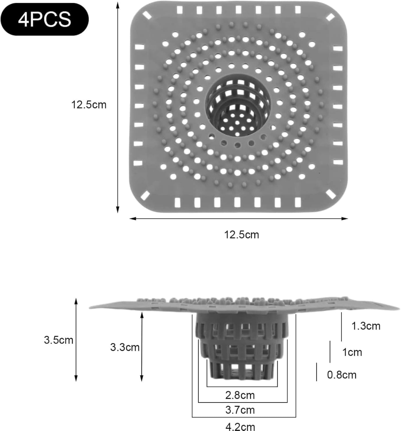 ARREBOL 2 Pack Shower Drain Hair Catcher, Collapsible Silicone Drain Cover, Universal Strainer for Bathroom Sink, Shower & Bathtub (3.7-4.4Cm / 1.5-1.7") image number 4