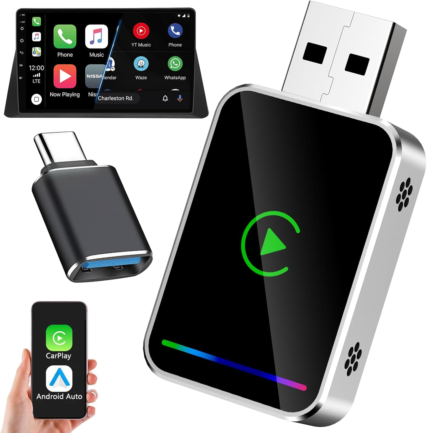 Wireless Carplay Adapter,Wireless Carplay&Android Auto Adapter,Android for Carplay-3S Auto-Connect with Heat Dissipation, Compatible with Cars with Built-In Carplay/Android Auto image number 4