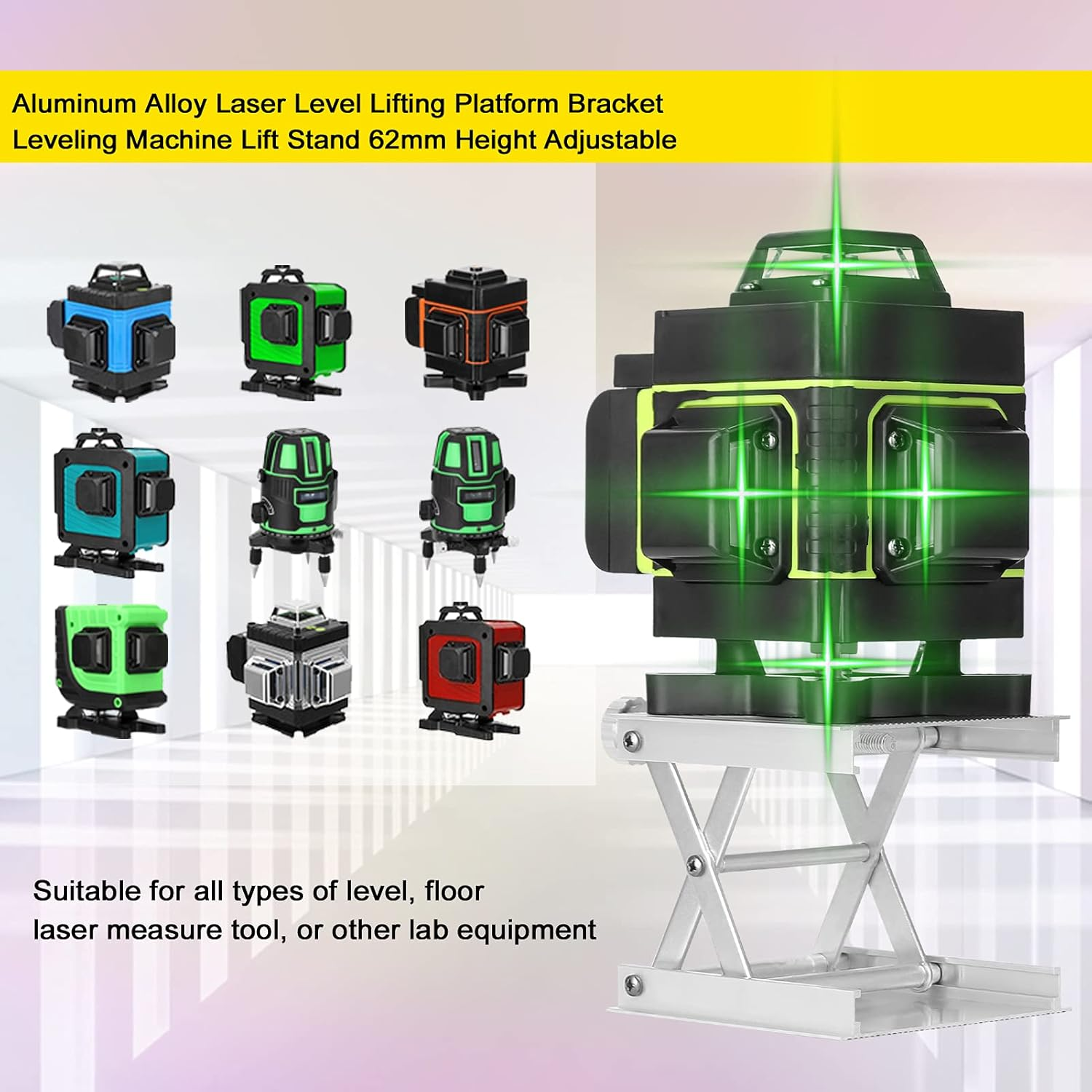 Aluminum Alloy Laser Level Lifting Platform Bracket Leveling Machine Lift Stand 62Mm Height Adjustable image number 1
