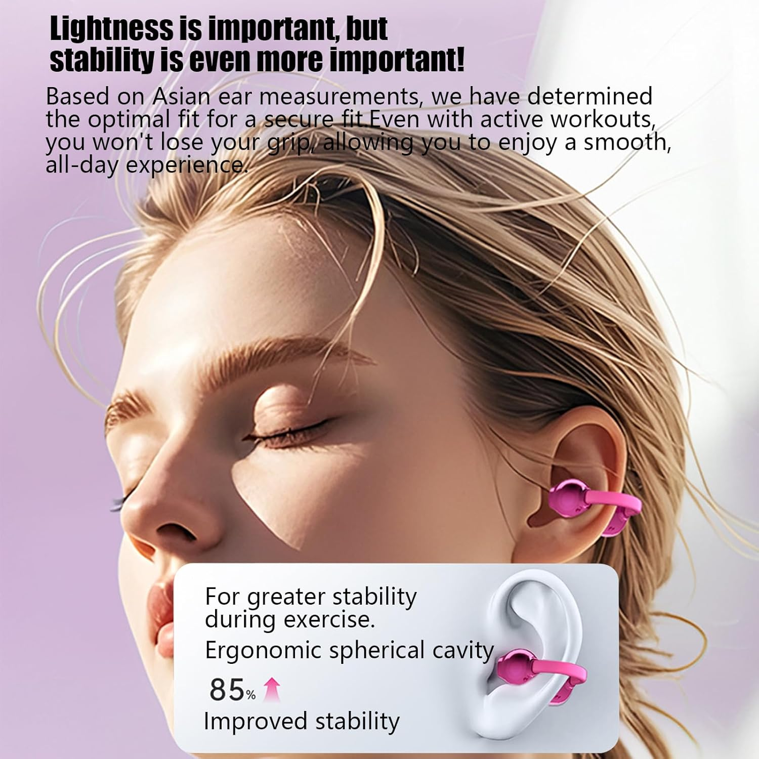 Clip on Earbuds,Handbag Open Ear Headphones Earbuds Clip on - Noise Cancelling Wireless Earphones for Girls Women Birthday Running Cycling Gym Travel Sports Work Commuting image number 3