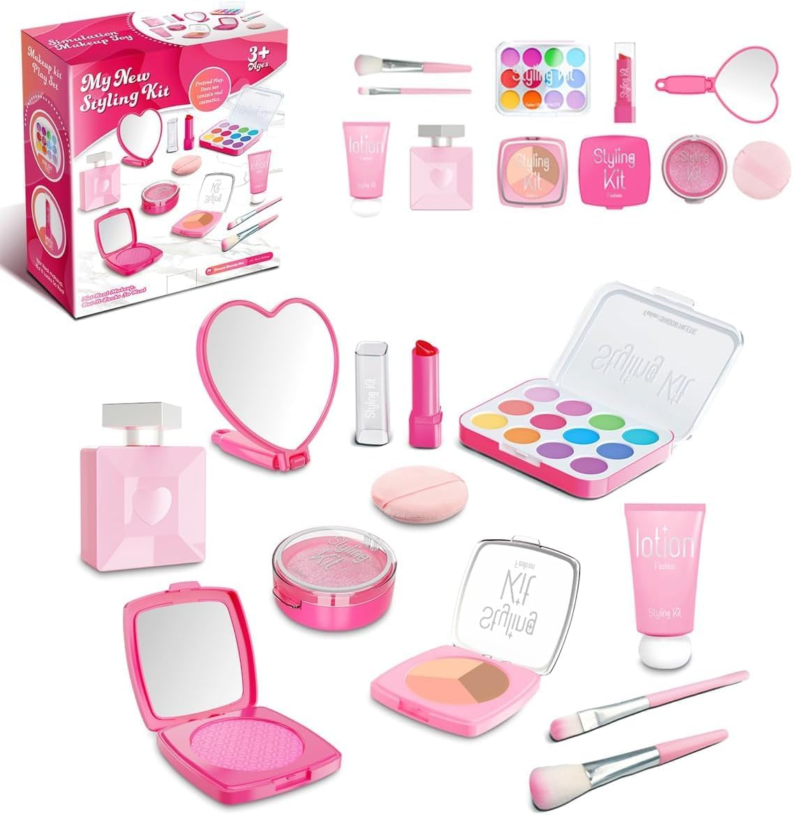 Fake Makeup Kits for Girls Toys 3 4 5 Years Old, Pretend Makeup Toys for Girls Birthday Gifts , Ages over 3 Years (Pink)