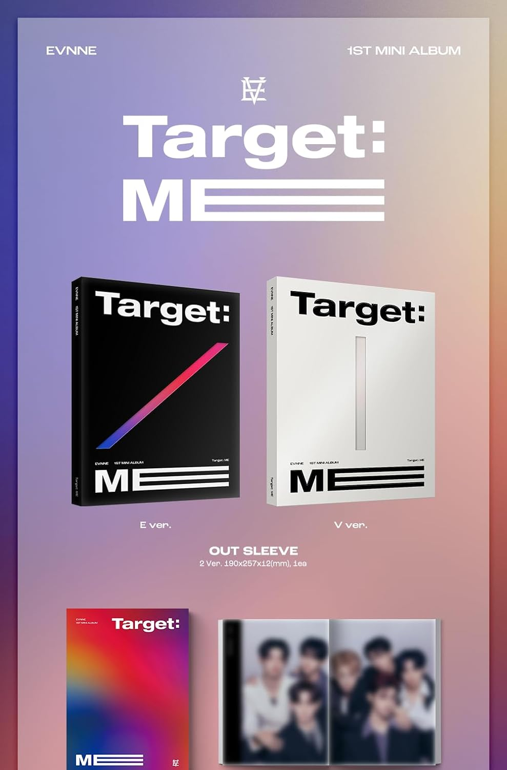 EVNNE Target : ME 1St Mini Album Standard V Version Cd+88P Photobook+1P Folding Poster on Pack+1P Photocard+1P Postcard+1Ea Sticker+1P ID Photo+1P Message Card+Tracking Sealed image number 1