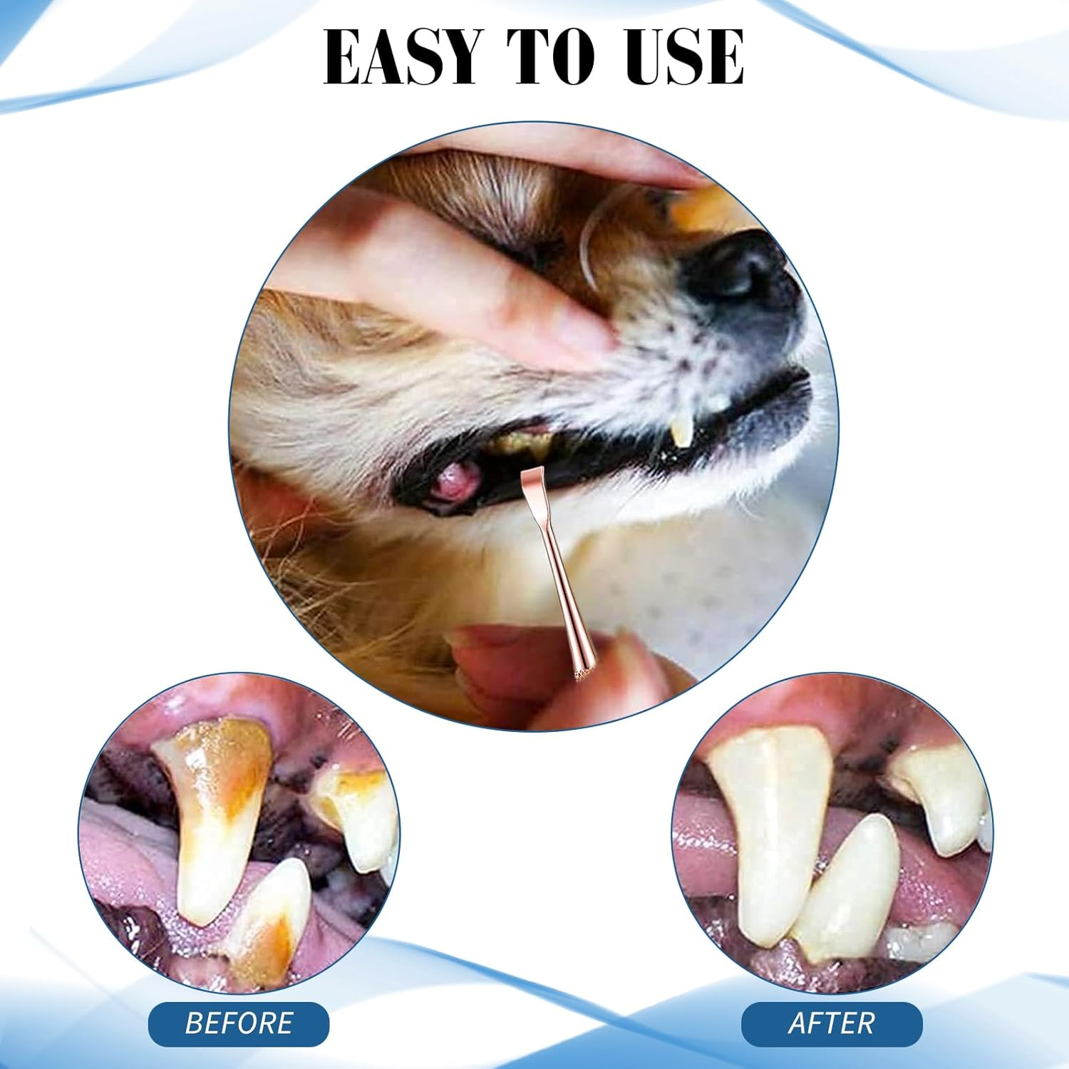 Hotop 3 Pieces Dog Dental Tooth Scaler and Scraper Stainless Double Headed Tarter Removing Tool Scraper Pet Teeth Cleaning Tools for Dog and Cat (Rose Gold) image number 5