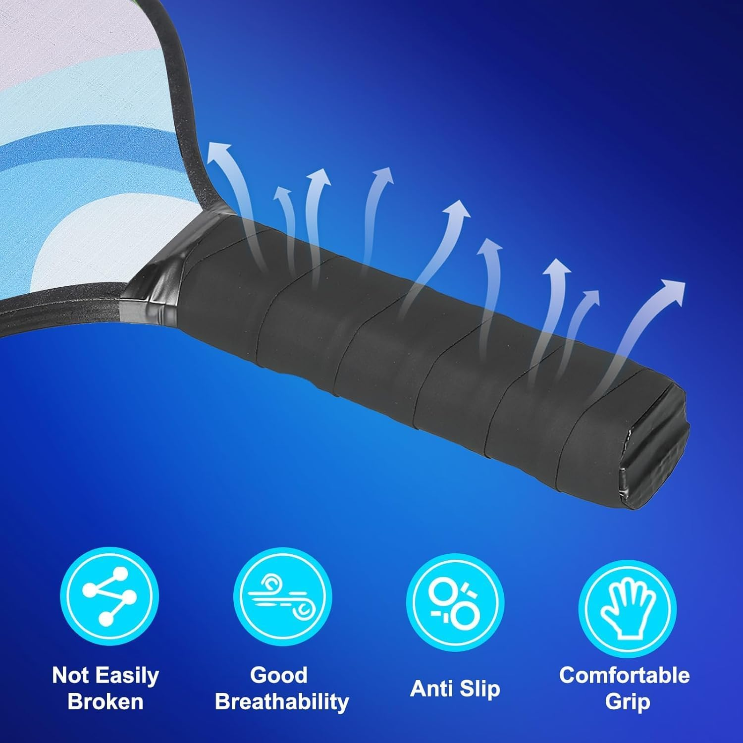 Premium Wood Pickleball Set - 4 Paddles, 4 Balls, Ergonomic Cushion Mesh Storage Bag - Gifts for Beginner and Pro image number 3