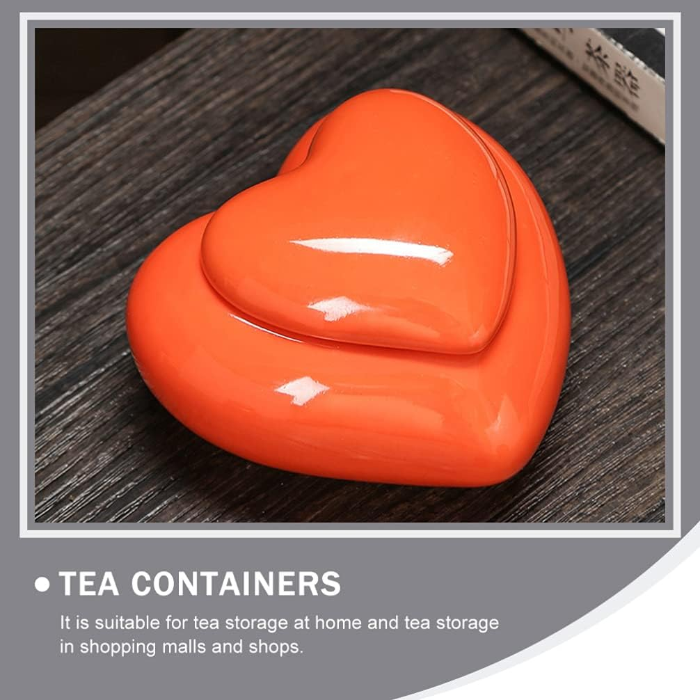 Cabilock Heart-Shaped Tea Jar Sealed Storage Jar for Tea-Leaf Storage Souvenir for Home Kitchen Made of Ceramic Material image number 5