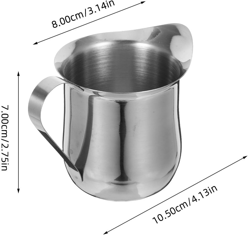 AUTSUPPL 3Pcs Stainless Steel Milk Frothing Jug Set for Espresso Latte Cappuccino Heat-Resistant Small Pitchers with Modern Minimalist Design for Home Coffee and Tea Use image number 2