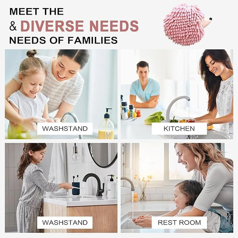 Ksngtixe 1 Pcs Hedgehog Chenille Hand Towels Set - Super Soft Absorbent Bathroom & Kitchen Towels with Hanging Loop, Cute Decorative Washcloths for Home image number 1