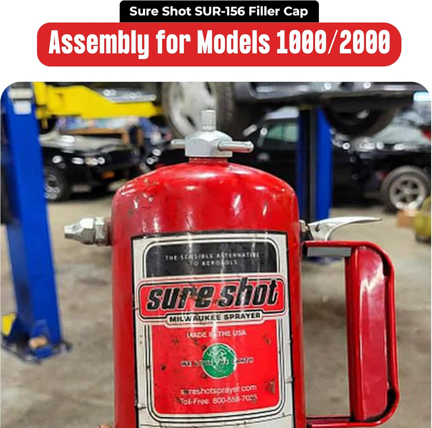 Sure Shot SUR-156 Filler Cap Assembly for Models 1000/2000 - Easy Hand-Tightening Handle for Fast Refilling, Durable Replacement Part - Made in the USA image number 2