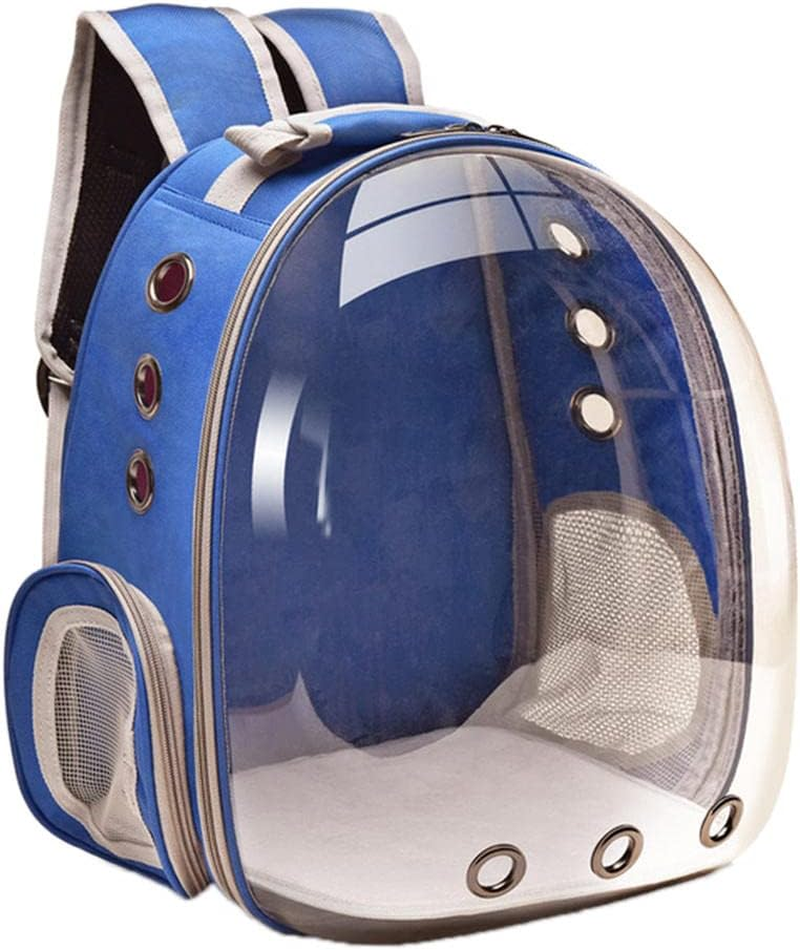 #N/A Durable Bubble Backpack Pet Carriers,Transparent Pet Breathable Travel Small Dog Cats with 3 Breathable Mesh Panels - Blue image number 2