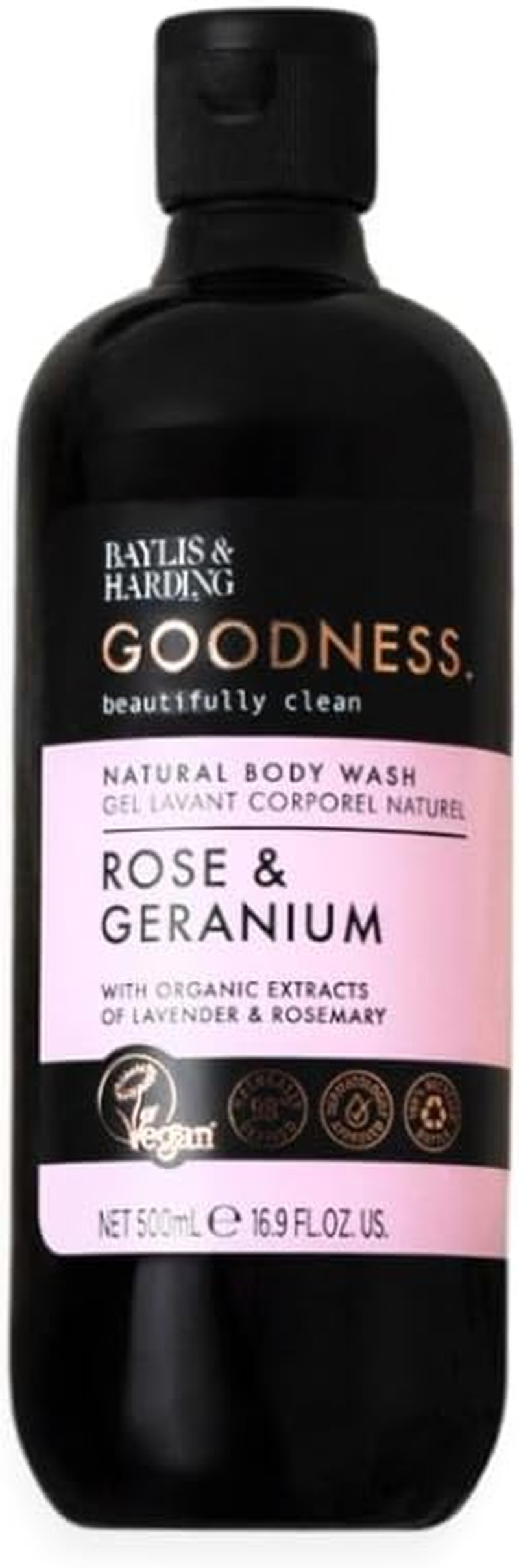 Baylis & Harding Goodness Rose & Geranium Natural Bath Soak, 500Ml (Pack of 3) - Vegan Friendly image number 2