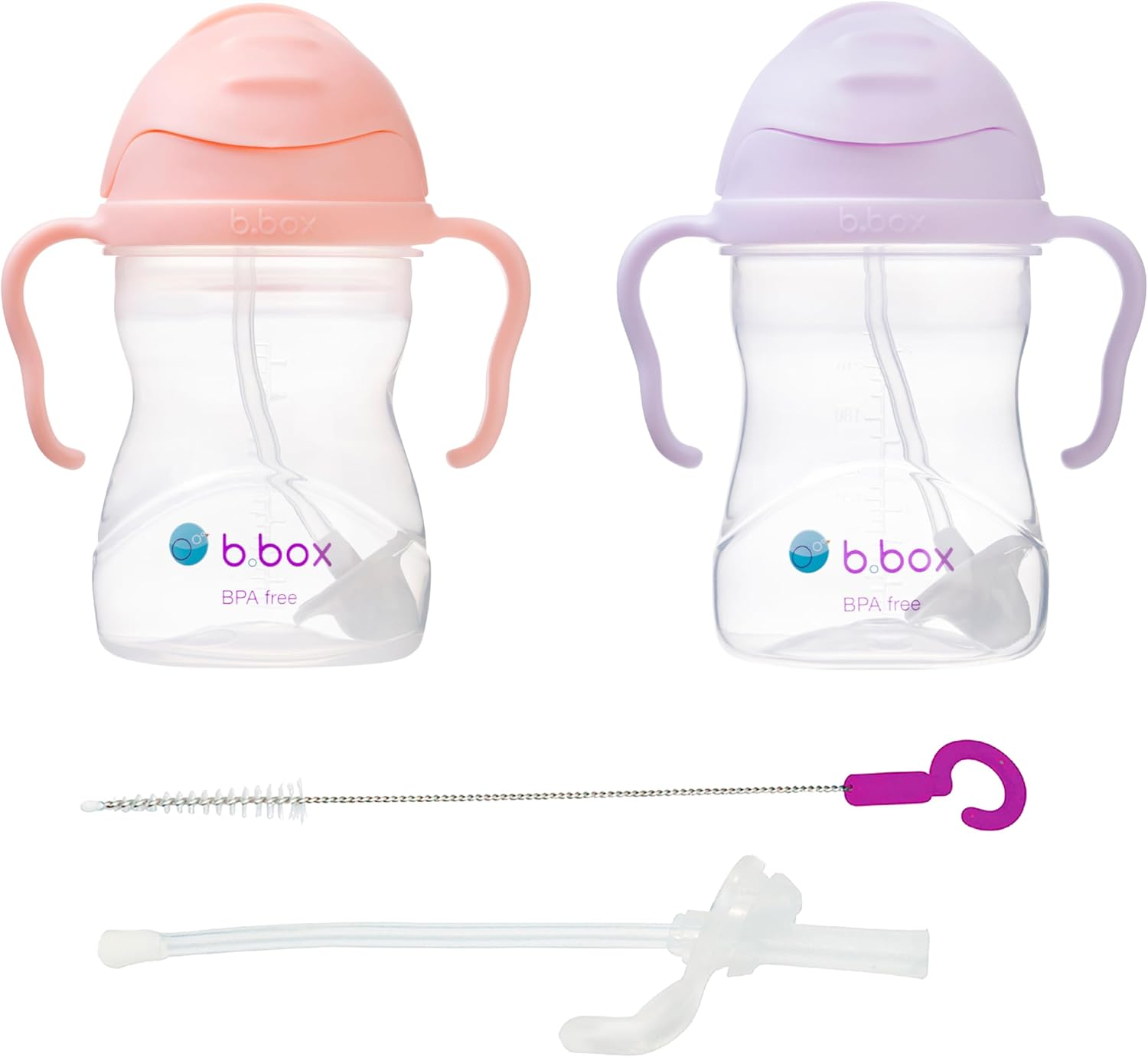 Sippy Cup 2 Peak + Replacement Straw Cleaner - Bubblegum + Blueberry image number 5